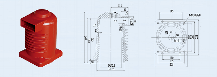 YUEQING DOWE High voltage CH3-24Q 225 indoor red epoxy resin Contact box for 24kv switchgear