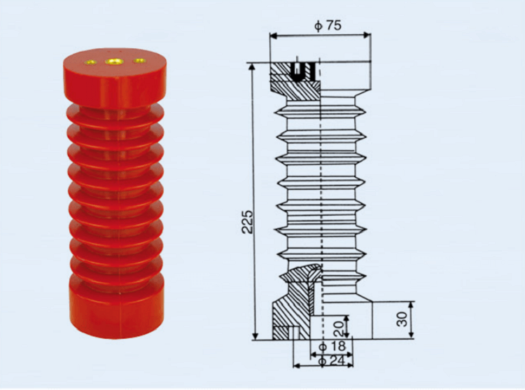 DOWE 24KV Indoor Insulator High Voltage Insulator Epoxy Resin Busbar Insulators For Cabinet